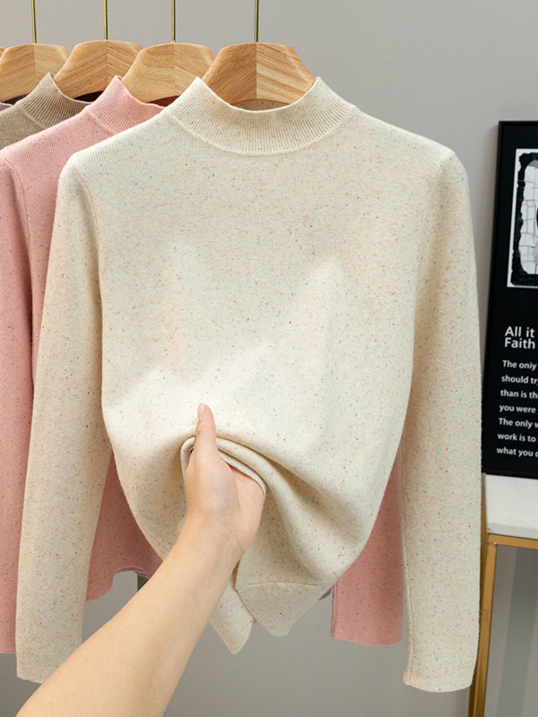 Women's Knit Long Sleeve Sweater Half Neck Slim Fit Top - Image 2