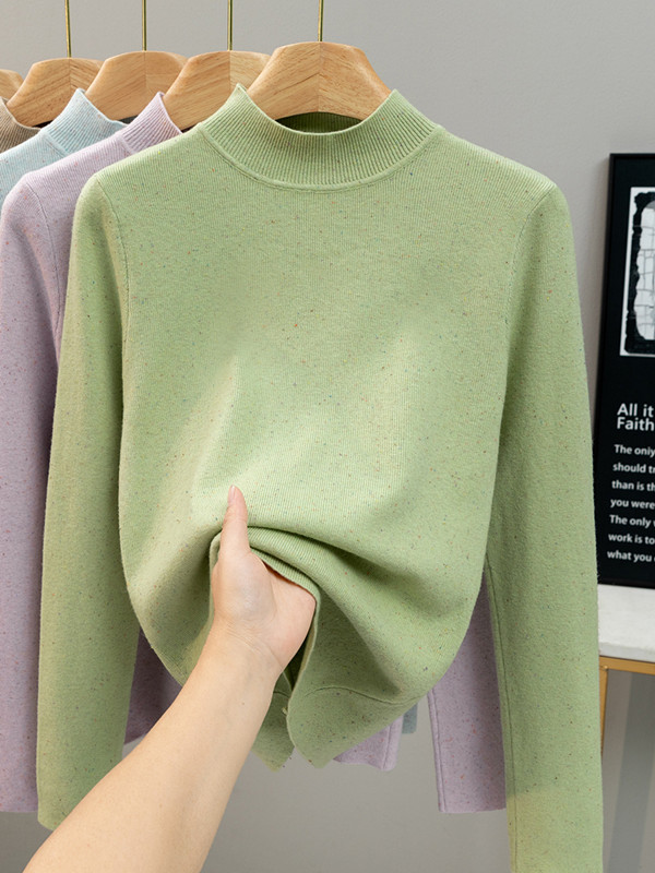 Women's Knit Long Sleeve Sweater Half Neck Slim Fit Top - Image 3