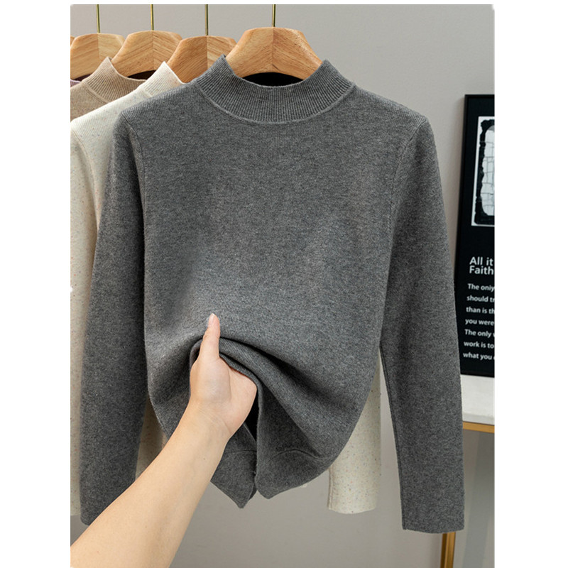 Women's Knit Long Sleeve Sweater Half Neck Slim Fit Top - Image 5
