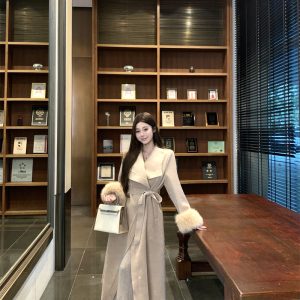 2025 Autumn Winter New Woolen Coat Mid-Length Korean Style Loose Slimming Wool Blend Outerwear