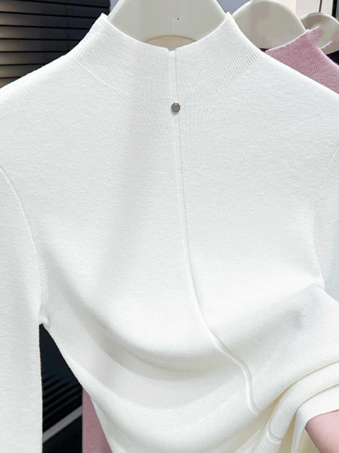 Women's Half Turtleneck Knit Top Wine Red Pullover Sweater Fall Winter Base Layer - Image 3