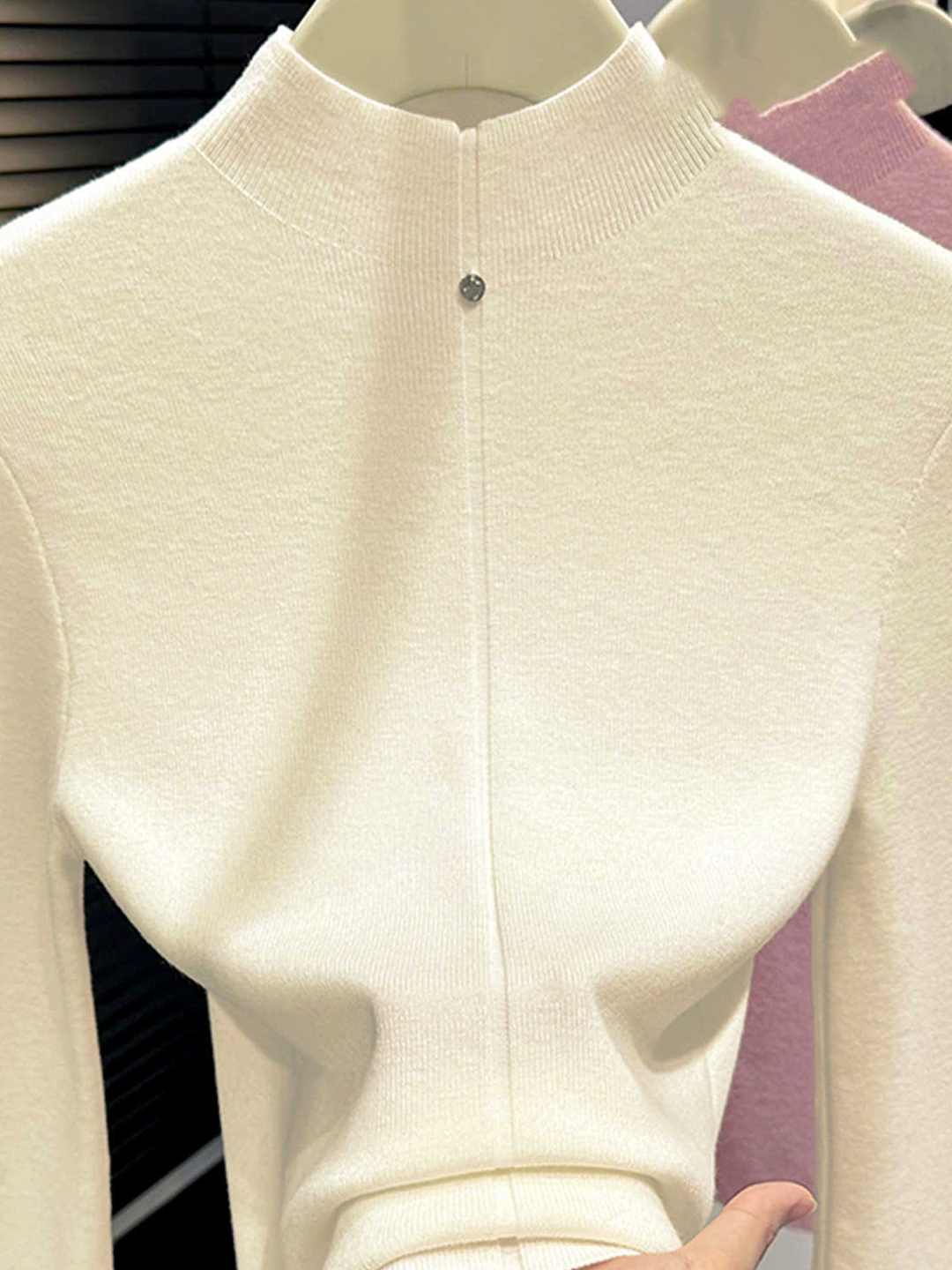 Women's Half Turtleneck Knit Top Wine Red Pullover Sweater Fall Winter Base Layer - Image 4