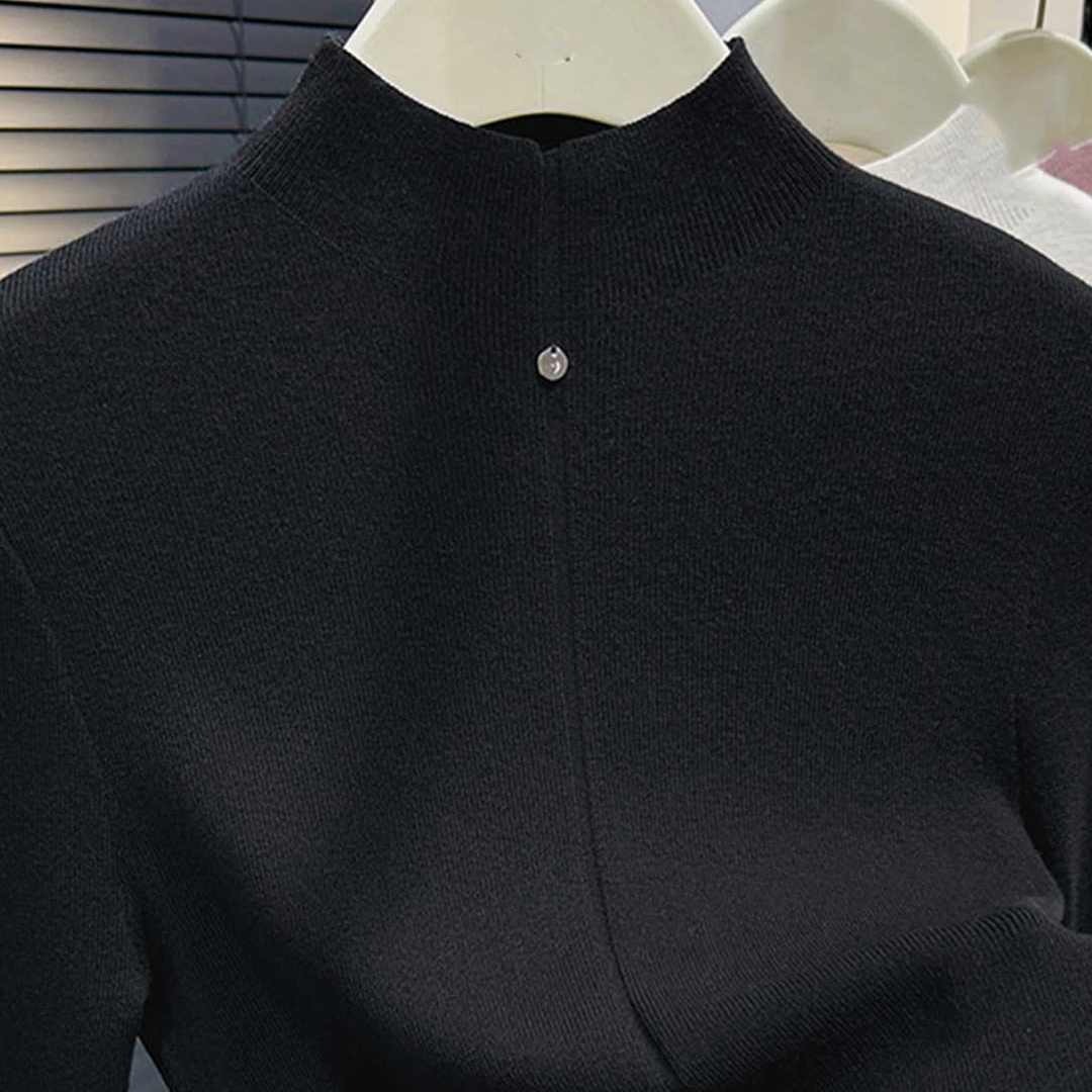 Women's Half Turtleneck Knit Top Wine Red Pullover Sweater Fall Winter Base Layer - Image 5