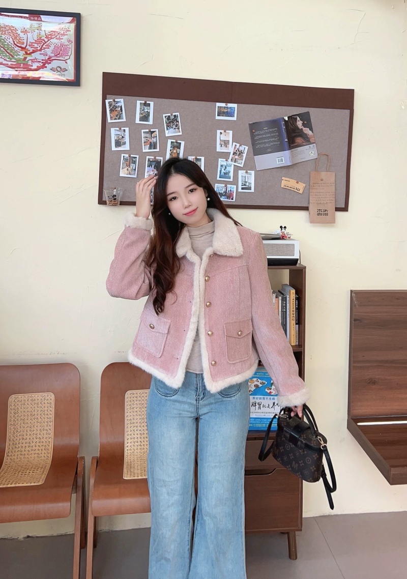 Thickened Fleece Small Turn-Down Collar Coat Fashionable Refined Xiaoxiang Style Short Top New Elegant High-End Feel Autumn Winter - Image 2